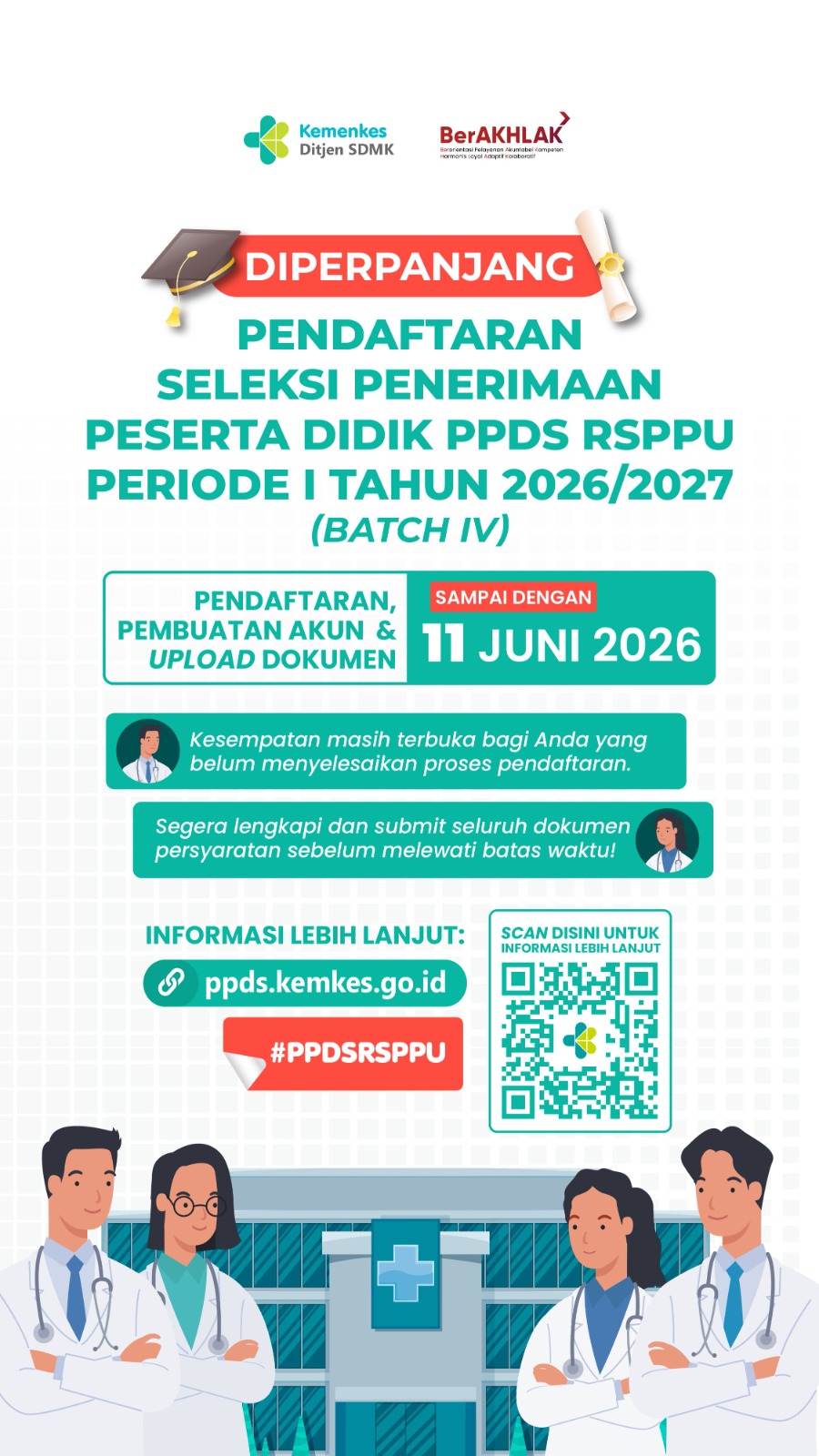 Perpanjangan Jadwal Pendaftaran Dan Seleksi PPDS RSPPU Periode 1 Th 2026-2027